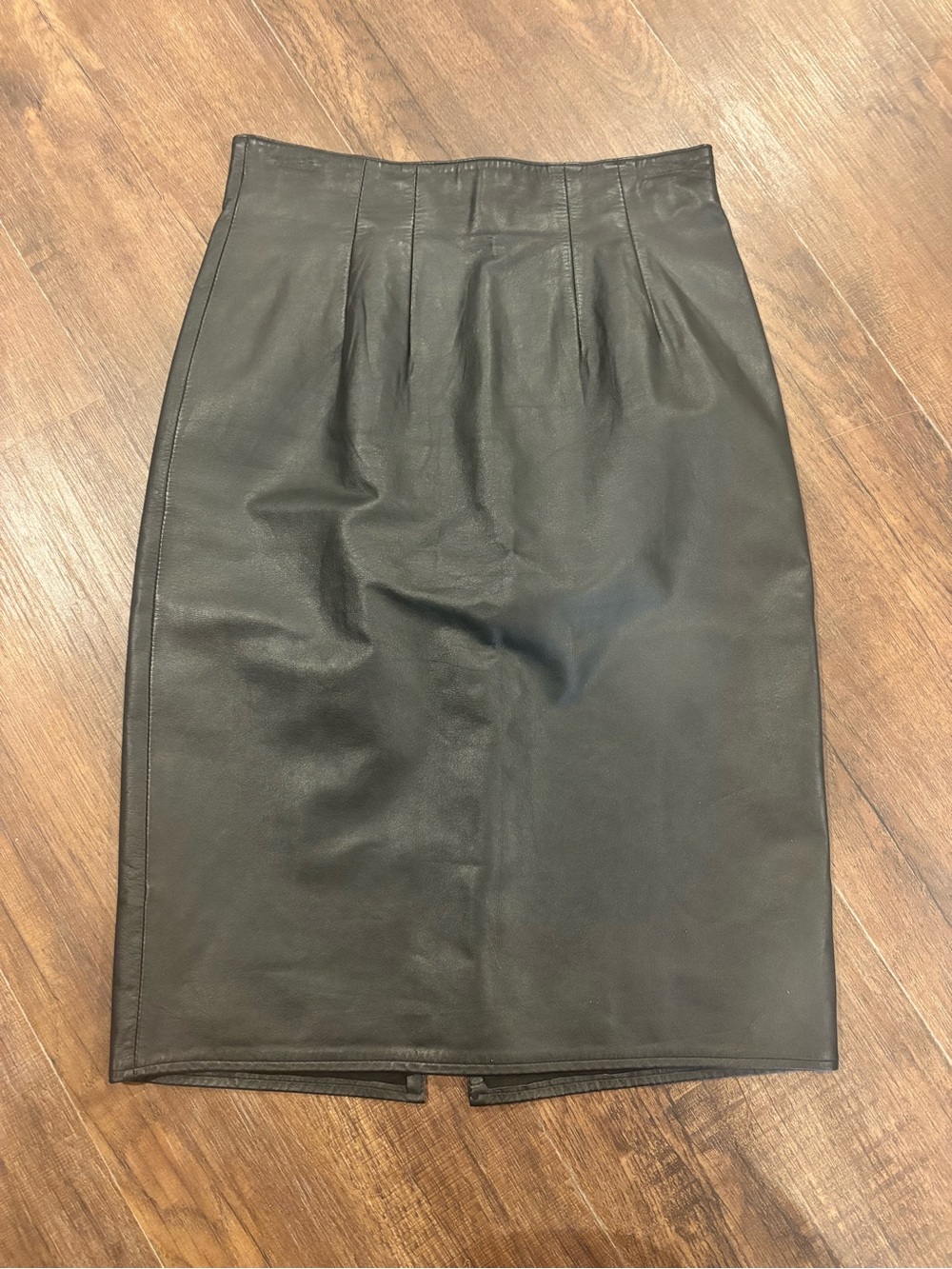 Vintage Don’t Stop 100% Leather Woman’s Pencil Skirt Double Lined Black Size 6